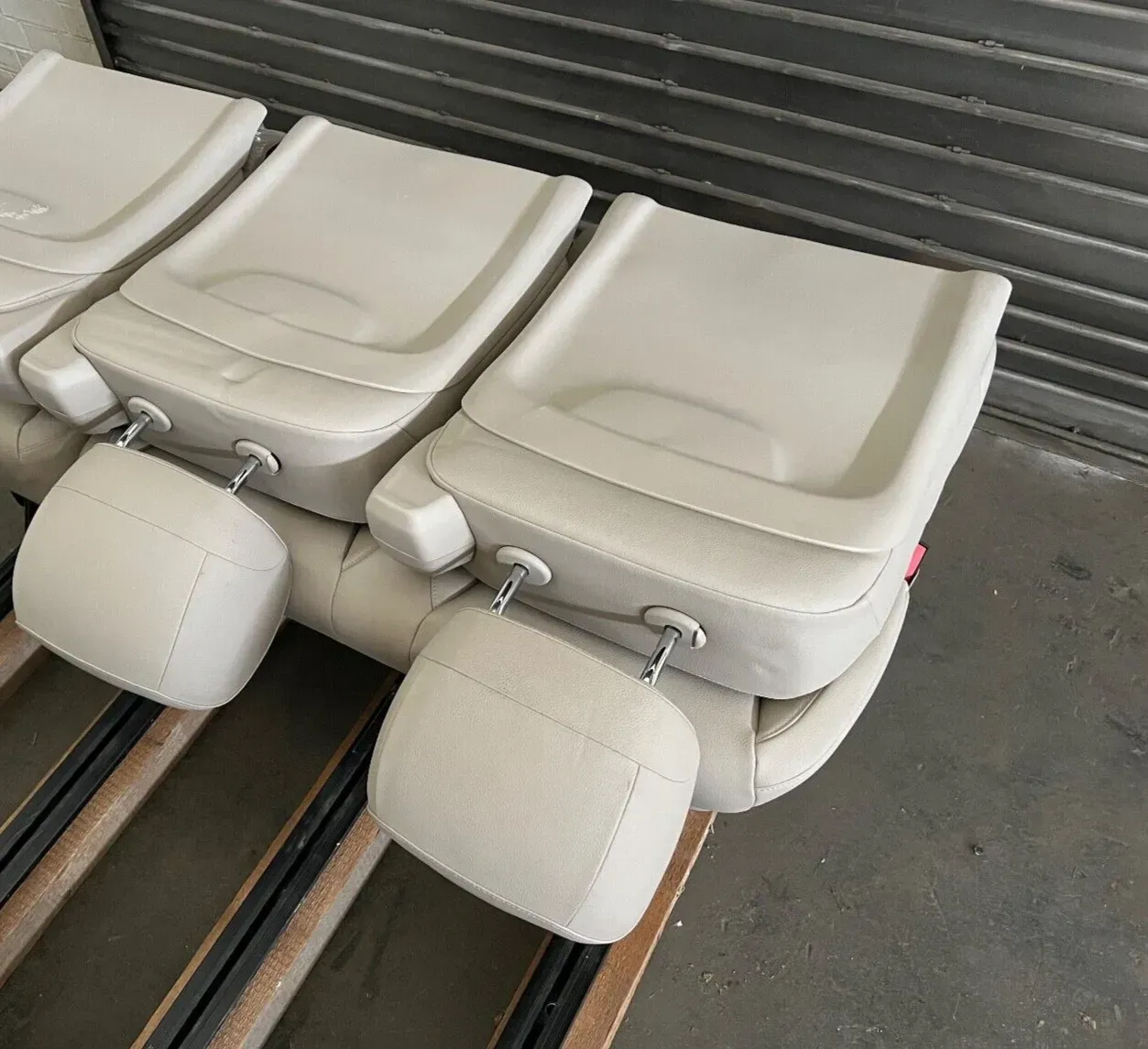 Second image of ORIGINAL Mercedes-Benz W447 W448 V-Class Vito 2-Seater Bench Seat Beige Artificial Leather with Removable Headrests | OEM Interior NEW
